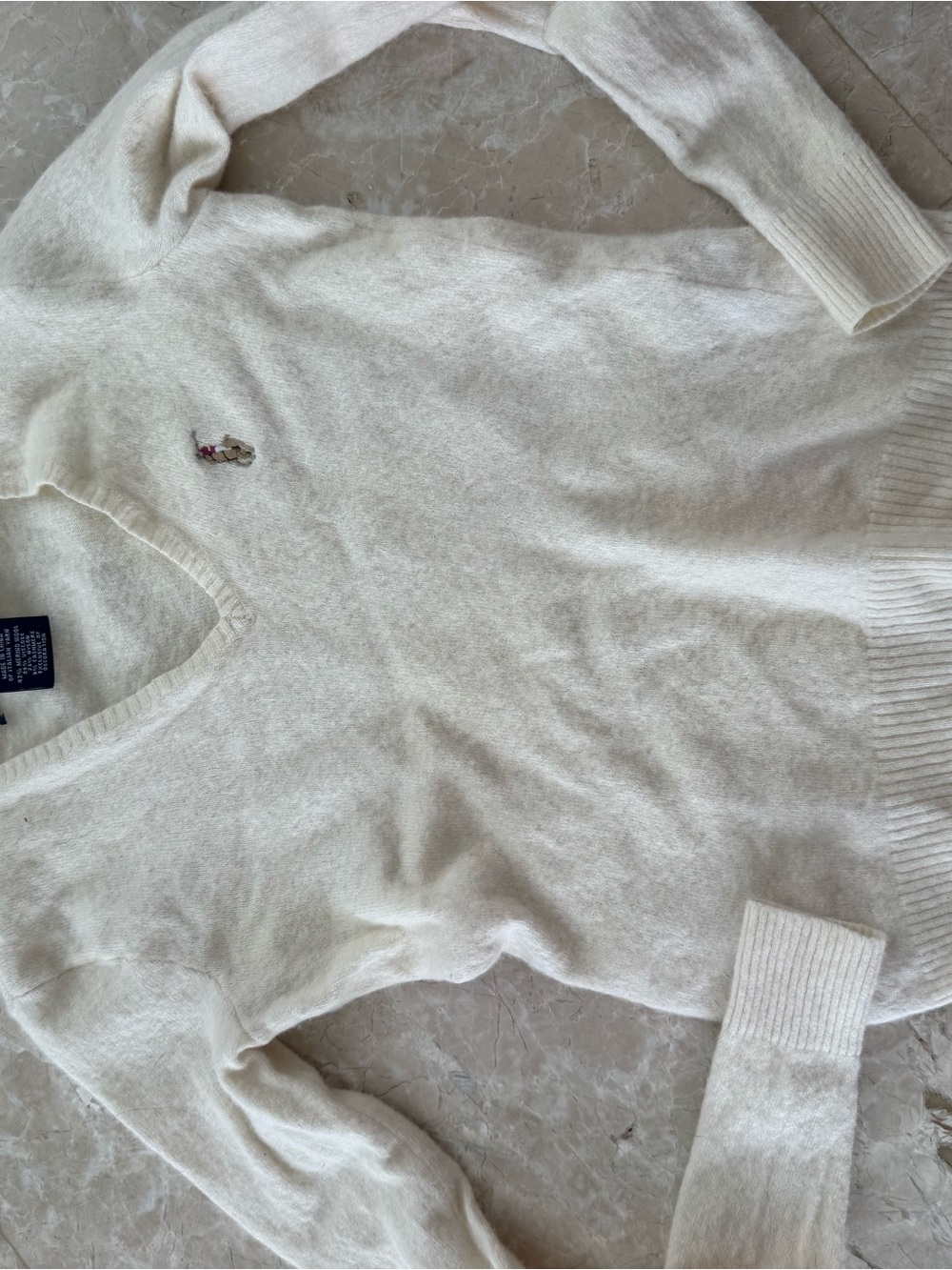 Polo by Ralph Lauren Cream V-Neck Wool Sweater